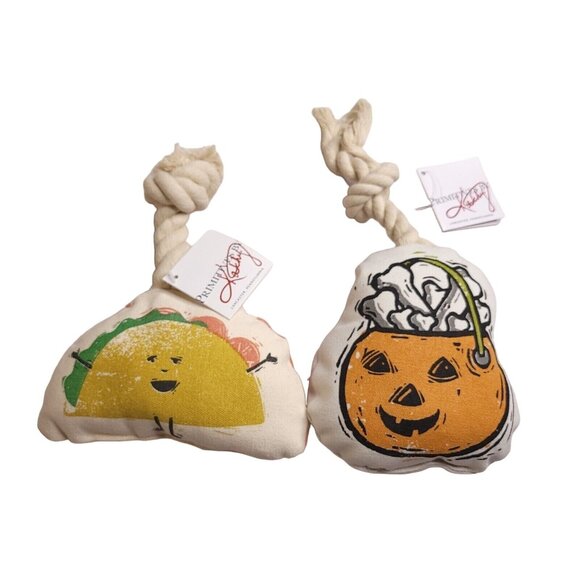 Dog Toy Squeaky Medium Large Size Dog Rope Set of Two Halloween and Taco - Picture 2 of 6